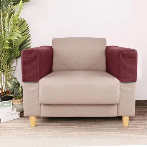 Vista 3 de SEWACC Fundas elásticas para reposabrazos de sofá, fundas antideslizantes para sillón, protectores de brazos para sillas, sofá (rojo)