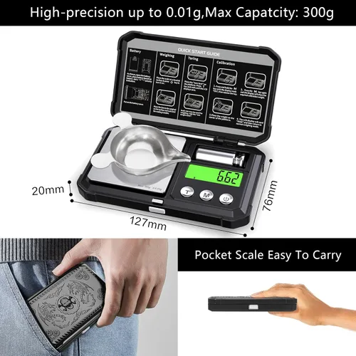 Vista 3 de GRAM PRES - Báscula digital de bolsillo de 10.58 oz x 0.00 oz de precisión, báscula de joyería Small Mini High Precision Scale Digital
