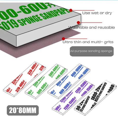 Vista 9 de Hobby Model Craft Tools - Esponja de lijado multiusos tipo 50 piezas (grano 320-400 # 500-600 # 800-1000 # 1200-1500 # 1800-2000)