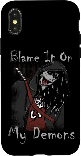 Vista 4 de Funda para iPhone 15 Blame It On My Demons - Funda de manga de anime de monstruo de terror japonés