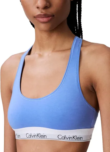 Vista 26 de Calvin Klein Bralette moderno de algodón elástico V-Day sin forro Gris Caliente