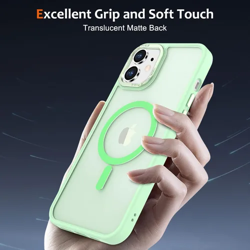 Vista 368 de Anuck - Funda magnética para iPhone 11 compatible con MagSafe, carcasa trasera mate translúcida dura, borde de TPU, delgada, resistente a impactos