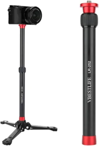 Vista 4 de Yosoo Health Gear Extensor de trípode, varilla de extensión monopod de aleación de aluminio para cámara, rojo, rosca 1/4-20, montaje en el piso