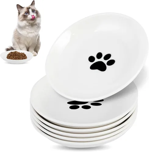 Vista 11 de Paquete de 6 cuencos de cerámica para gatos, cuenco de comida para gatos, juego de cuencos para gatos anti-fatiga de bigotes, platos anchos y poco