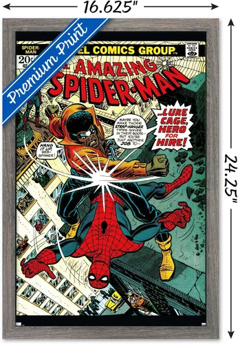 Vista 3 de Trends International Marvel Comics Amazing Spider-Man #123 - Póster de pared, 22.4 pulgadas de largo x 14.7 pulgadas, versión enmarcada en madera