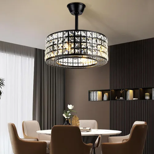 Vista 7 de A Million 18" Crystal Caged Ceiling Fan with Lights, Industrial Enclosed Ceiling Fan Light with Remote Control, 3 Speed Silent for Farmhouse