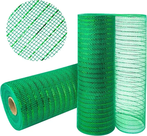 Vista 6 de 2 rollos de cinta de malla verde manzana decorativa de 10 pulgadas x 30 pies, rollos de malla de poli verde lima para suministros de corona DIY
