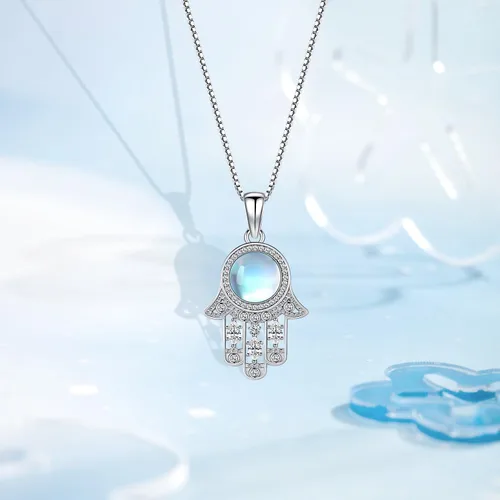 Vista 61 de Aniu Joyería de plata de ley 925 Hamsa de Fátima para mujer con circonita cúbica, viene con caja de regalo negra