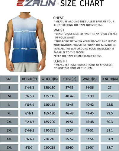Vista 6 de EZRUN Camiseta sin mangas para hombre, para natación, playa, secado rápido, gimnasio, entrenamiento, camiseta muscular, tallas grandes y altas