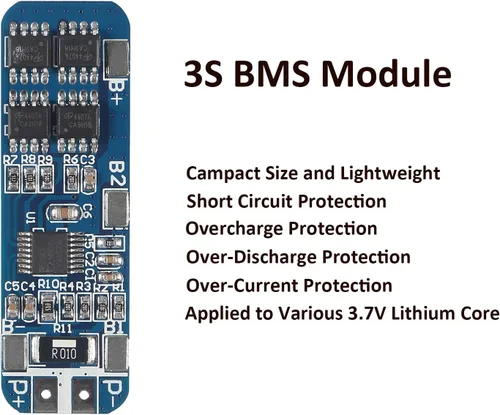 Vista 3 de DIANN 6 unids 3S BMS 18650 Tablero de protección de batería de litio Cargador de iones de litio Módulo de protección 11.1V/12V/12V/12.6V 10A PCB BMS