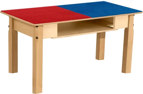 Vista 38 de Contender Time-2-Play - Mesa de madera contrachapada de abedul para niños, color azul y verde, compatible con Lego Montessori con estante para sala