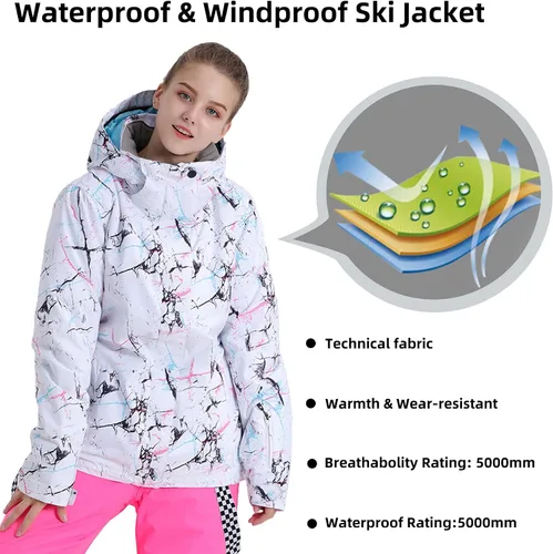 Vista 4 de GSOU SNOW Women's Ski Jackets and Pants Set Snowboarding Snowsuit Waterproof Windproof