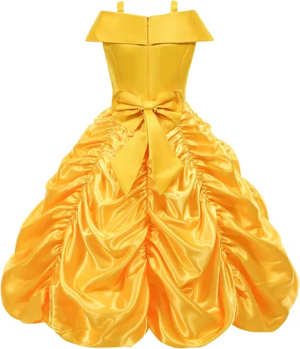 Vista 3 de ZALOORIY Disfraz de princesa de Bella para niñas, con accesorios