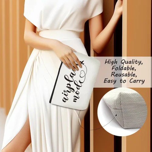 Vista 3 de Divertidos regalos de viaje en avión para mujeres, bolsa de maquillaje, artículos esenciales de viaje, bolsa de cosméticos, bolsa de aseo