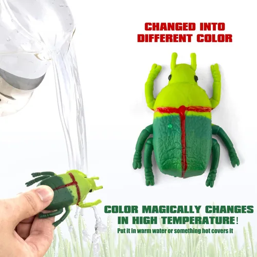 Vista 2 de Paquete de 12 juguetes de insectos que cambian de color, figuras de juguetes de insectos que cambian de color, juguetes de baño flotantes
