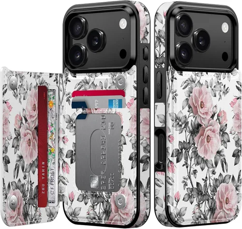 Vista 328 de LETO para iPhone 15 Pro Funda tipo cartera - Tapa tipo folio con patada - Diseños de moda - Tarjetero - Funda protectora para mujeres y niñas - 6.1