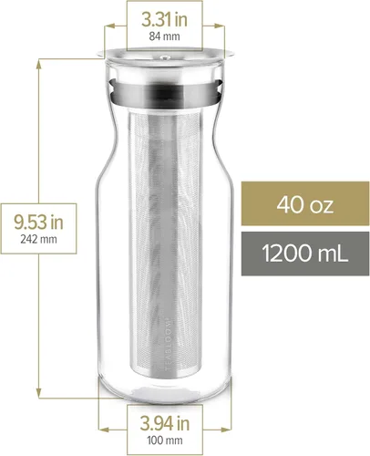 Vista 4 de Teabloom Jarra multibebida (40 onzas/1.2 L/4-5 tazas) – Prepara y sirve té helado, té frío y agua con infusión de frutas – Jarra de ciprés