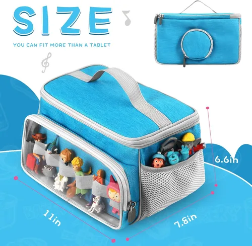 Vista 3 de PISOSN Estuche de transporte portátil compatible con el juego de iniciación de Toniebox y figuras de Tonies, bolsa de transporte de juguetes Azul