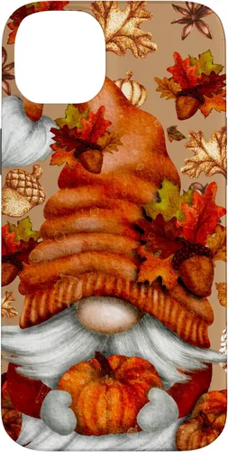 Vista 15 de Brown Fall Themed Gnome Pumpkin Cute Pattern Autumn Leaves Case for iPhone 16
