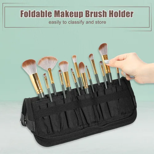 Vista 2 de VOCOSTE Soporte plegable para brochas de maquillaje, 23 bolsillos, organizador de brochas de maquillaje, bolsa de viaje para brochas de maquillaje