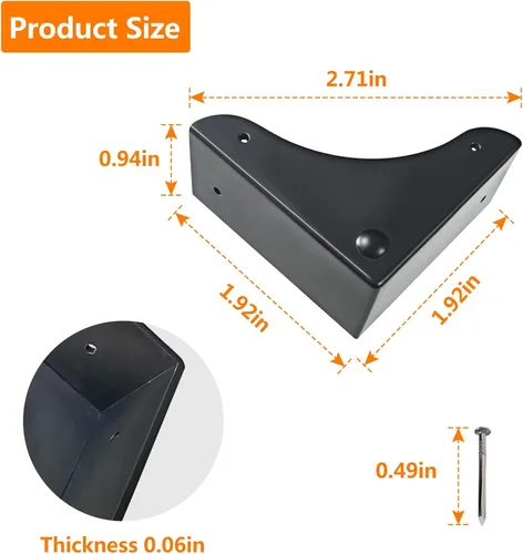 Vista 2 de Protector de esquina de caja de metal, 4 piezas de protector de esquina para escritorio, caja de escritorio, protector decorativo de seguridad
