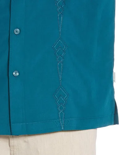 Vista 3 de Cubavera Geo Panel bordado camisa para hombre