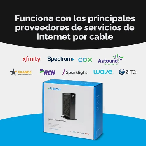 Vista 3 de Hitron CODA56 Módem de Internet por Cable SOLO - DOCSIS 3.1 2.5 Gbps SIN WiFi - Requiere Router Compatible con Xfinity/Spectrum/Cox NO
