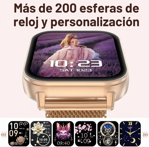 Vista 7 de Relojes inteligentes para mujer (Android y iPhone), reloj inteligente HD de 1.85 pulgadas con llamadas/mensajes/notificaciones, batería de 1000 mAh