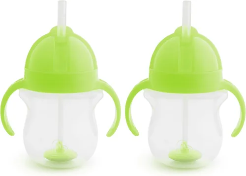 Vista 16 de Munchkin Any Angle Vaso Sippy para Niños Pequeños, Vaso con Pajita Lastrada a Prueba de Derrames con Asas de Transición para Bebés de 6 Meses en Azul