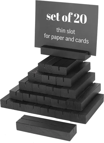 Vista 7 de Paquete de 10 portatarjetas de madera negra – Soporte para letreros de mesa de eventos – Tarjetas de lugar de mesa – Soporte de letrero de mesa