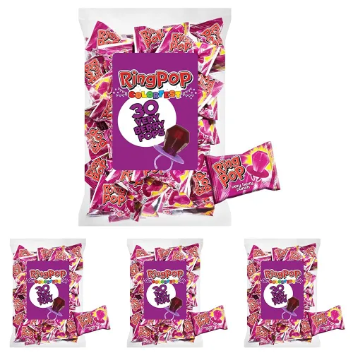 Vista 14 de Ring Pop Paquete de piruletas a granel de frambuesa azul envuelta