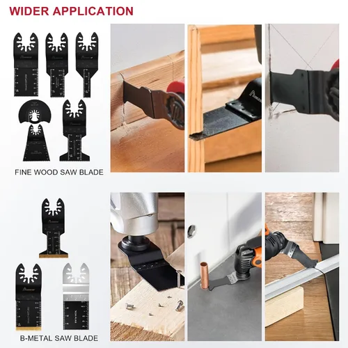 Vista 4 de MAZING 36 hojas de sierra oscilantes, cuchillas multiherramienta, cuchillas multiherramienta de liberación rápida para madera, metal y plástico
