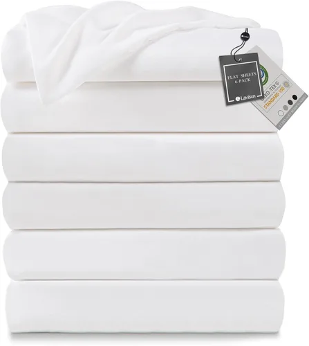 Vista 11 de Lavisun Paquete de 2 sábanas planas, sábanas planas de calidad de hotel, sábanas de microfibra cepillada, sábanas a granel para masaje, hogar, Beige