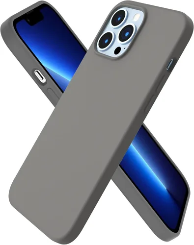 Vista 13 de ORNARTO Funda compatible con iPhone 13 Pro Max de 6.7 pulgadas, silicona líquida delgada de 3 capas cubierta completa de gel suave funda de 6.7 Tiza