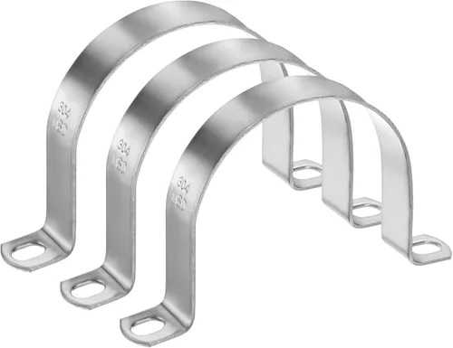 Vista 31 de M METERXITY Paquete de 3 abrazaderas de conducto, correa rígida de acero inoxidable 304 de 3-1/2 pulgadas M89 U con 2 agujeros