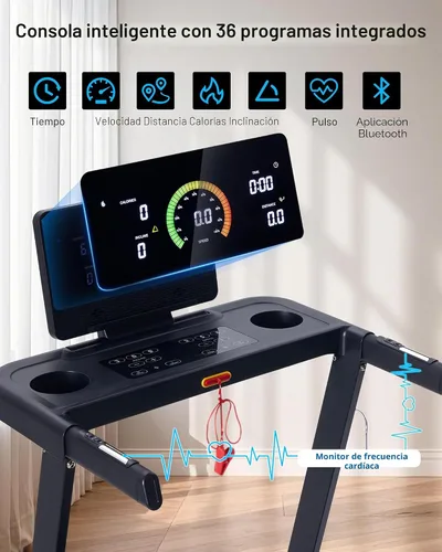 Vista 2 de ATEEDGE Cinta de correr con inclinación automática, 20% de inclinación, 3.0 HP, máquina de correr de 10 MPH, correa ancha de 18.5 pulgadas