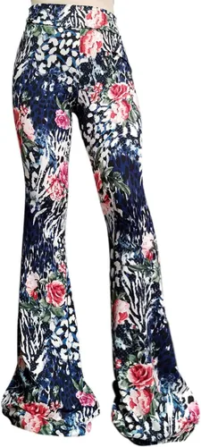 Vista 132 de ShopMyTrend - Pantalones de yoga largos con piernas anchas y acampanadas estilo palazzo, con cintura alta, para mujer