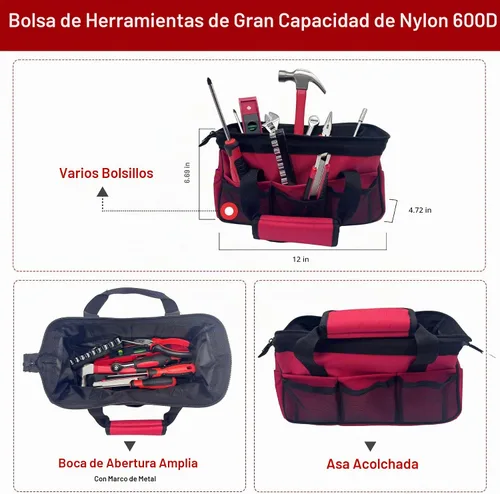Vista 6 de Kit de herramientas portátil para el hogar pequeño, kit de herramientas de inicio con bolsa duradera, ideal para el hogar, apartamento, dormitorio