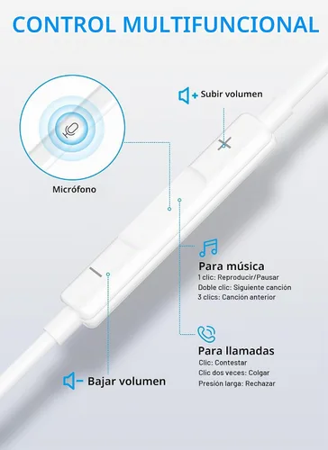 Vista 4 de Auriculares con cable USB C, auriculares con cable para iPhone 17 16 15, auriculares tipo C