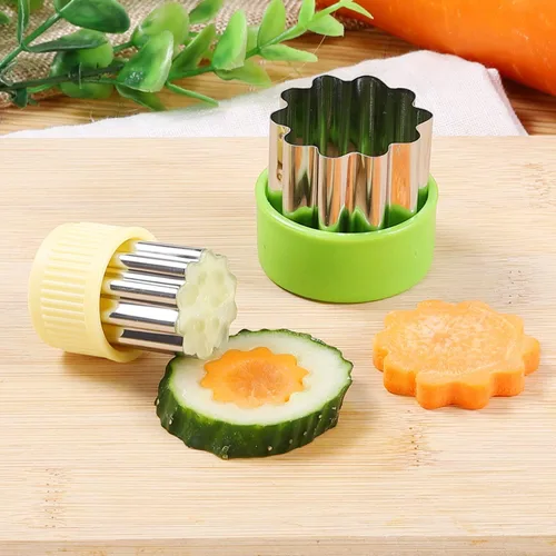 Vista 3 de 12 piezas Mini cortadores de galletas cortador de verduras formas conjuntos de sellos de frutas molde