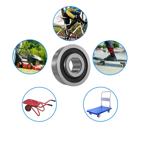Vista 7 de ID 1/2" x OD 1-1/8" rodamientos de bolas con brida 10 unidades para cortacésped, carretillas, carros y camiones de mano, alternativos a MTD, 12118