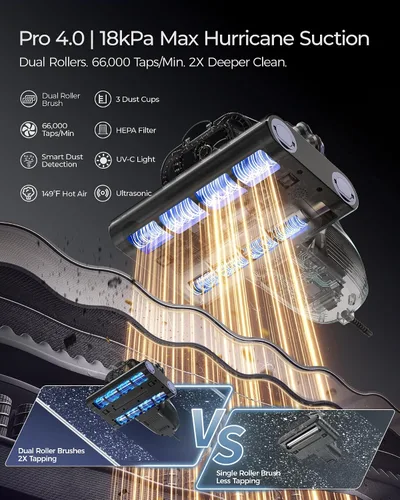 Vista 2 de Mayking Mattress Vacuum Cleaner with 2 Rollers, AI Dust Detection, MV04