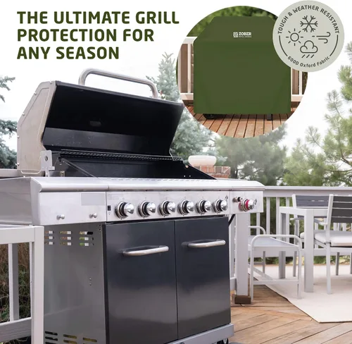 Vista 2 de ZOBER Funda resistente para parrilla de barbacoa, 58 pulgadas, impermeable, de doble capa, se adapta a la cubierta de parrilla de gas Weber