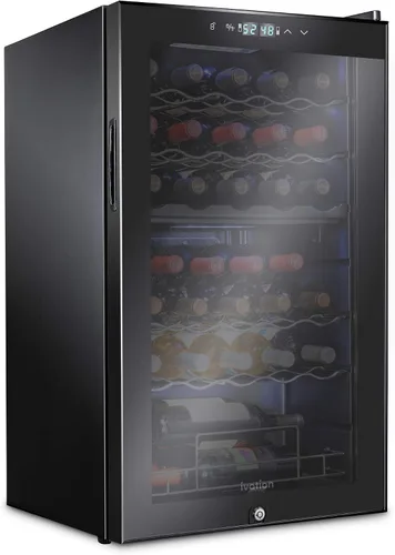 Vista 16 de Ivation Refrigerador de vino con compresor de 24 botellas con cerradura Gran bodega independiente para vino tinto, blanco, champán o espumoso Negro