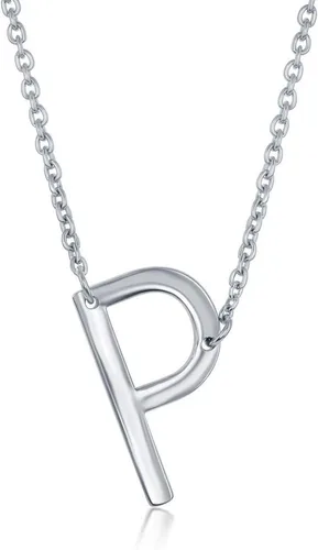 Vista 40 de Dainty Sideways Initial Necklace for Women – Sterling Silver or 14K Gold Plated 20mm Alphabet Letter Pendant