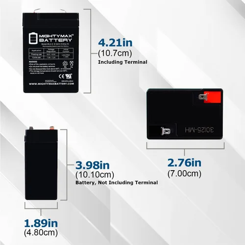 Vista 4 de Mighty Max Battery Reemplazo de caída para vehículo de 6 V con kit de batería de 4.5ah y arnés con conector de 2 pines