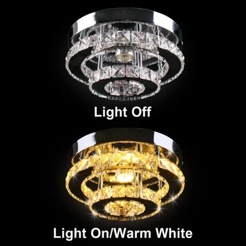 Vista 7 de Mini candelabro LED de cristal para techo, 2 capas, lámpara de techo empotrada, moderna iluminación para pasillo, escalera, cocina, baño
