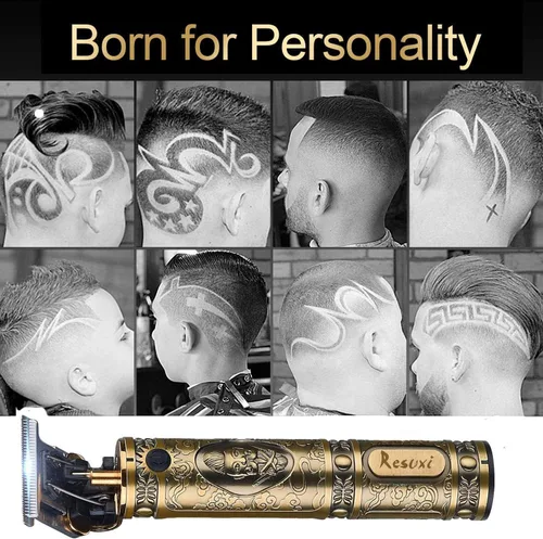 Vista 6 de Máquina eléctrica de corte de pelo con bajo ruido recargable JM700AL corte de cierre inalámbrico T Blade Hair Trimmer hombres, dorado, 20X11X5.2.0 in