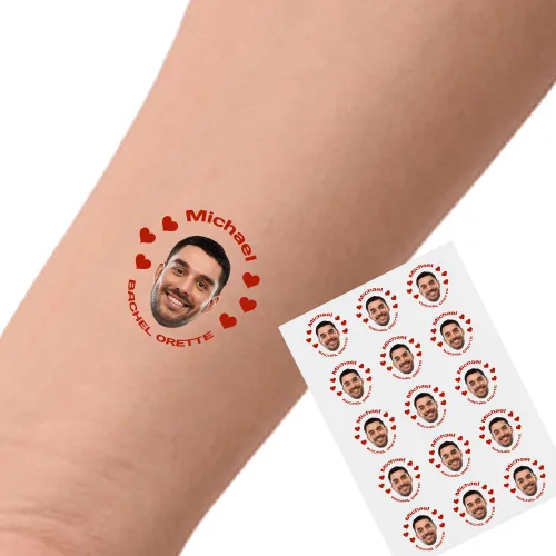 Vista 32 de YESCUSTOM Tatuajes temporales personalizados con foto, tatuaje facial personalizado con logotipo para adultos, parejas, mujeres, hombres, tatuajes