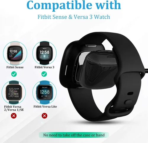 Vista 6 de Cable de Carga Maledan Compatible con Cargador Fitbit Sense/Fitbit Versa 4, Estación de Soporte de Carga USB de Reemplazo Durable Accesorios